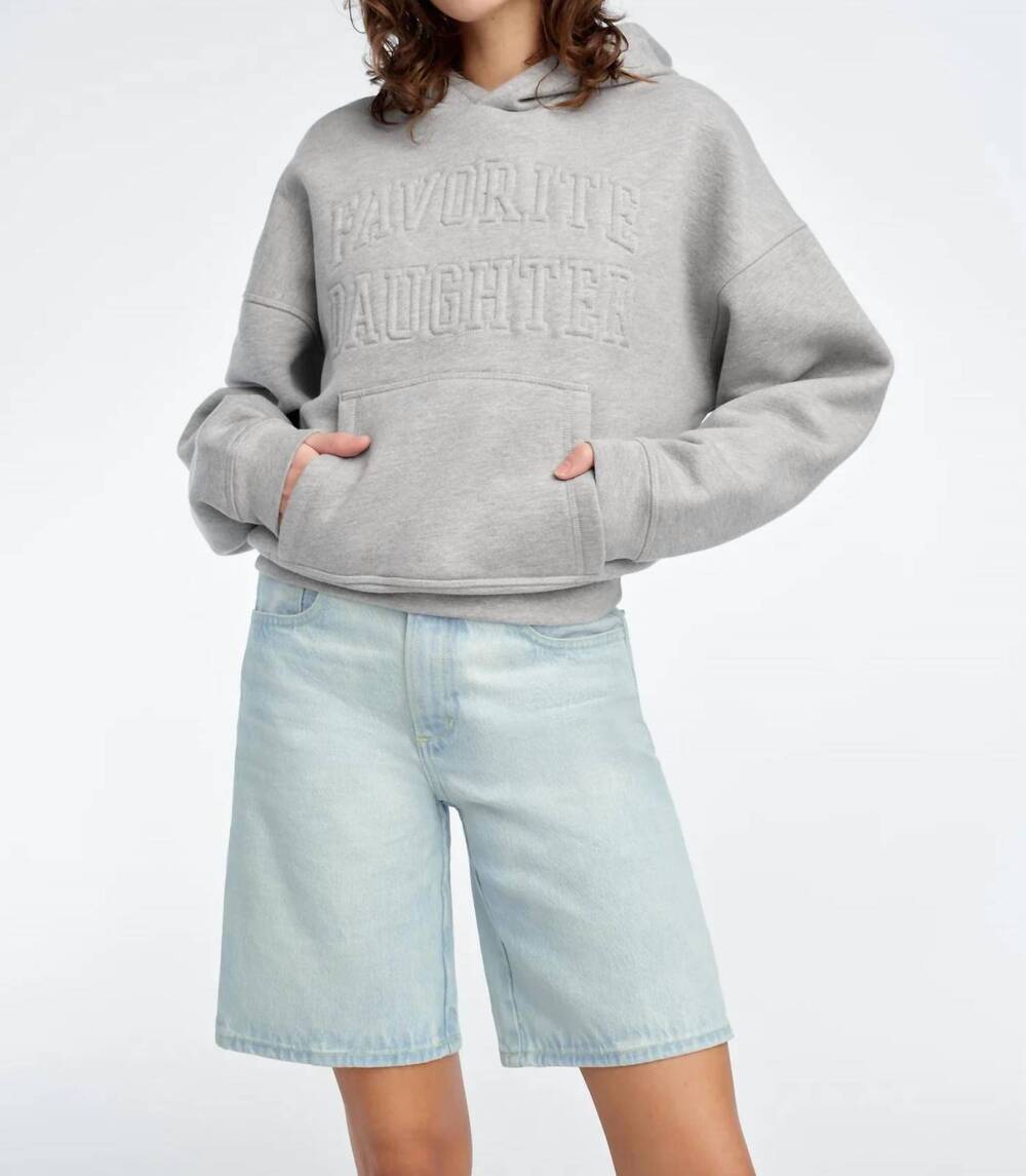 NEW FAVORITE DAUGHTER the collegiate embossed hoodie in grey